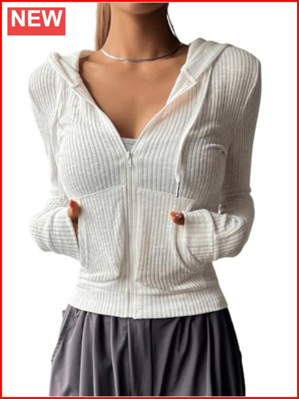 GORGLITTER Women's Cropped Zip Up Hoodie Long Sleeve Y2K Lightweight Jacket